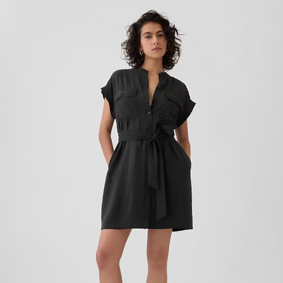 NWT Gap Utility Mini Shirtdress, Black L - Picture 1 of 3